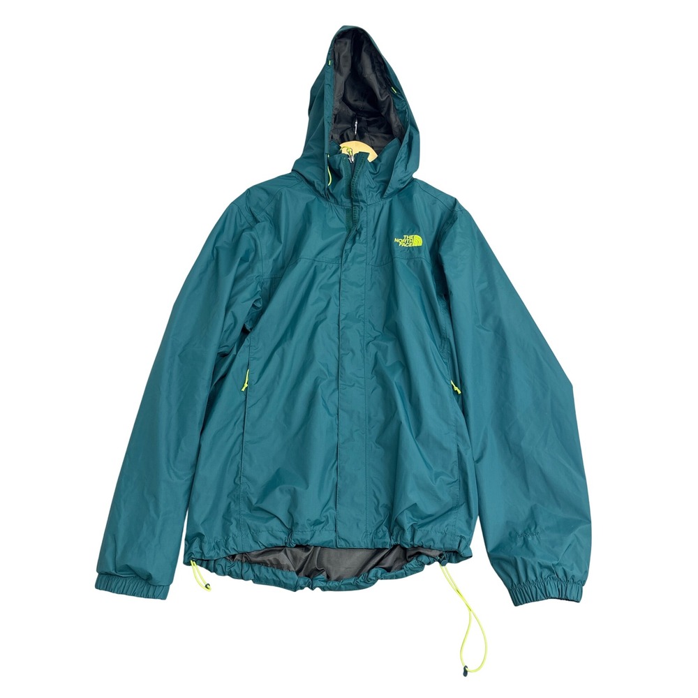 The North Face Mens Resolve 2 Rain Jacket Teal Green Lime Large NF0A2VD5